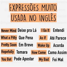 an orange and black poster with words that say expressoes muito usada no angles