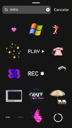 an iphone screen with various stickers on it