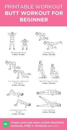 the printable workout poster shows how to do an easy and effective home workout for women