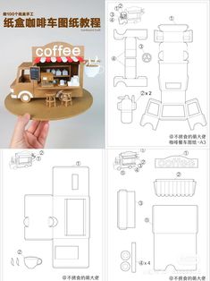 the instructions for how to make a paper coffee shop