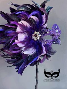 purple masquerade mask painted and embellished with feathers and jewels.  S H I P P I N G -  Processed same day or within 24 hours.  1-2 day guaranteed delivery services offered, add items to cart and click on shipping tab for rates.  Pls leave a check out note with your need date & contact number  Msg for delivery time frames (Include your state/country).  S I Z E  Adult size Masks. Detailed dimensions available upon request. C U S T O M I Z A T I O N If you would like to color & embellish the Colorful Masquerade Mask, Feathered Masks For Mardi Gras Carnival, Feathered Masquerade Mask For Mardi Gras, Purple Masquerade Mask For Mardi Gras, Feathered Masks For Mardi Gras Masquerade, Mardi Gras Masquerade Masks With Feathers, Purple Masquerade Mask For Mardi Gras Carnival, Mardi Gras Feathered Masquerade Mask For Party, Mardi Gras Masquerade Mask With Feathers For Party