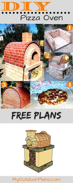 the instructions for how to build an outdoor pizza oven with bricks and wood in it