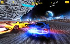 an image of two cars racing on the track in need of some fun to play