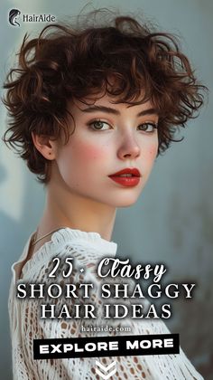 No-Fuss Short Hairstyles for Morning Rush Short Shag Hairstyles Shaggy Pixie, Curly Short Shag Haircut, Curly Pixie Cuts Naturally, Short Shaggy Hair, Styles For Women Over 60, Elegant Short Hair, Messy Bob Haircut, Curly Crop, Hairstyle For Short Hair