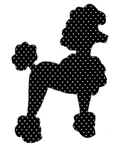 a black and white poodle with polka dots on it