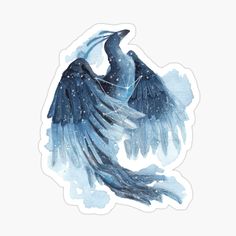 a watercolor painting of a bird flying in the sky with its wings spread out