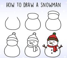 Trin For Trin Tegning, Draw A Snowman, Easy Doodle Art, Cute Doodle Art, Bullet Journal Doodles, Art Drawings For Kids