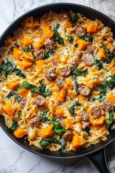 Creamy Roasted Butternut Squash Pasta with Sausage and Spinach Butternut Squash Pasta With Sausage, Butternut Squash Sausage Pasta, Pasta With Sausage And Spinach, Roasted Butternut Squash Pasta, Butternut Squash And Spinach, Butternut Squash Sausage, Sausage And Spinach, Butternut Squash Apple, Sausage Lasagna