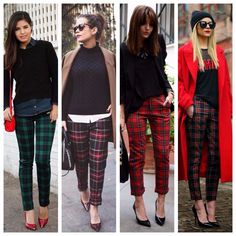 Plaid Leggings Outfit, Looks Jeans, Red Denim, Holiday Plaid, Christmas Plaid, Legging Outfits