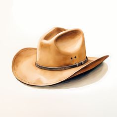 a drawing of a cowboy's hat on a white background with a silver buckle