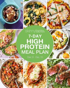 the seven day high protein meal plan includes pasta, salads and other healthy foods