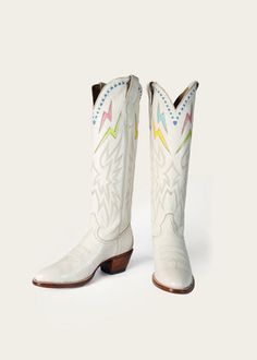 Bone & Gold Lightning Boot – CITY Boots Rainbow Lightning, City Boots, Cute Cowgirl Boots, Cowboy Boots For Women, Lane Boots, Georgia Boots, Preppy Shoes, Rodeo Outfits, Leather Western Boots