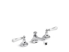 two chrome faucets on white background