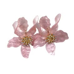 Glam up with these fabulous statement earrings. These earrings measure 3" post / pierced. Ships within 2-3 business days. Amazon Flowers, Mermaid Shoot, Flower Statement Earrings, Flower Lei, Artsy Photos, Pink Lifestyle, I Believe In Pink, Earrings Acrylic, August Wedding