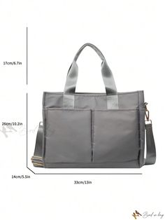 Bird in Bag - Fashionable Tote Bag - Large Capacity Shoulder Bag Trendy Travel Bag With Pockets For On-the-go, Casual Laptop Bag With Large Capacity And Double Handle, Casual Large Capacity Double Handle Laptop Bag, Gray Large Capacity Satchel Shoulder Bag, Trendy Large Capacity Rectangular Laptop Bag, Trendy Gray Travel Bag, Trendy Gray Tote Bag, Large Capacity Gray Tote Shoulder Bag, Casual Gray Travel Bag With Large Capacity