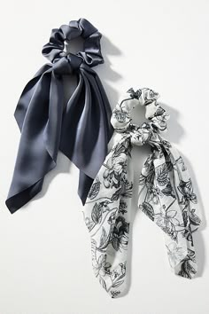 Set of two scarf scrunchies Polyester, elastane Imported | Patterned Hair Scarf Scrunchies, Set of 2 by Anthropologie in Blue, Women's, Polyester/Elastane Scrunchies Ideas, Scarf Scrunchies, Cute Scrunchies, Wishlist Ideas, Hair Tie Accessories, Scrunchies Diy, Vintage Hair Accessories, Sweater Season, Video Ideas