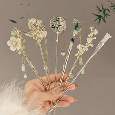 Retro Chinese Style Tassel Hair Clip For Women Hair Stick Pins Flower Handmade Hairpins Charm Jewelry Accessories Hair Ornaments Support Pictures, Chopstick Hair, Peinados Recogidos, Flower Handmade, Stick Pins