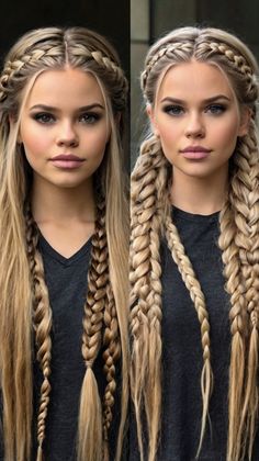 how to do viking braids hairstyles Viking Braids Hairstyles, Braids Hairstyles Tutorials, Ashile Sun, Intricate Hairstyles, Ribbon Curls, Braided Crown, Viking Braids, Symbol Of Strength, Beautiful Braided Hair