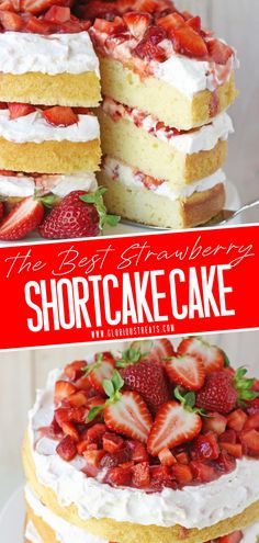 the best strawberry shortcake cake is on display