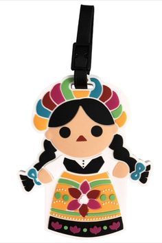 Be proud of your origins anywhere in the world. Flexible Mexican doll themed luggage tag will help you keep track of your bags when traveling Includes a blank ID card on reverse side for your personal information; can attach to luggage, backpacks, and other bags Intricate details include unique regional outfit, red shawl, sandals, red earrings, and red rose in her hair Size: 2.8" x .2" x 4.9" Design inspired by Mexican culture Blank Id Cards, Mexican Doll, Stylish Luggage, Red Shawl, Outfit Red, Cultural Identity, Mexican Culture, Hair Design, Red Earrings