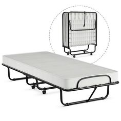 an adjustable bed frame with a mattress attached to the bottom and side rails on each side