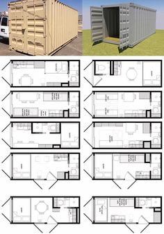 several different types of shipping containers