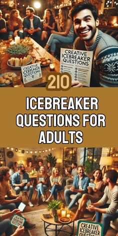 Break the ice effortlessly with these 210 creative icebreaker questions for adults! Perfect for parties, team-building events, or social gatherings, these questions are designed to spark interesting conversations and help people connect. From fun and lighthearted to deep and thought-provoking, there's a question for every occasion. Get ready to learn more about your friends, colleagues, and new acquaintances in an engaging and entertaining way! Fall Ice Breakers For Adults, I E Breakers For Adults, Ice Breaker For Work Meeting, Large Group Ice Breakers For Adults, Icebreaker Activities For Adults, Icebreakers For Adults