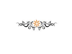 an orange and black tattoo design on a white background