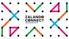 the logo for the zalando connect exhibition is shown in front of an abstract background