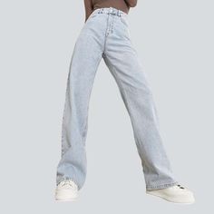 Feel the nostalgia of the Nineties in our 2023 Autumn Collection's high-waisted. straight women's jeans! This vintage-inspired piece is perfect for those who want to show off their bold. fashion-forward personality. Crafted with stonewashed denim and a zipper and button closure. these jeans offer a chic. timeless look with luxurious comfort.Distinctive Features: 90s Style: Step back into an iconic era with this vintage-inspired fashion statement. High-Waisted: Flaunt your figure with a classic. Trendy Non-stretch Straight Bottoms, Non-stretch Wide Leg Jeans For Streetwear, Trendy Baggy Full-length Jeans, Trendy High Waist Straight Fit Bottoms, Baggy High Rise Vintage Flare Jeans, Non-stretch Straight Leg Bottoms For Streetwear, Baggy Flare Jeans For Streetwear, Vintage High Rise Baggy Flare Jeans, Vintage High-rise Baggy Flare Jeans