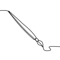 a black and white drawing of a paintbrush with a long handle on it's tip