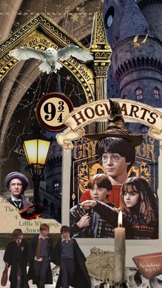 the hogwarts movie poster with harry potter characters