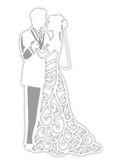 a paper cutout of a bride and groom