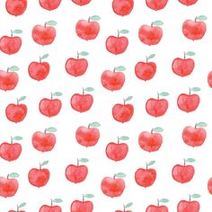 seamless watercolor pattern with red apples on white background for wallpaper or fabric