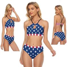 USA Flag Women's Swimsuit, Cami, Set, Summer, Beach, United States, American Flag, Swimwear, 4th July, Independence Day, Accessories, Gifts. Fabric: 88% polyester and 12% spandex Skinny fit Spaghetti straps, cross back tie, front chest hollow Fabric weight: 220 g/m² Thread Color: black or white for a single piece, automatically chosen using color approximation. Can not be customized. Average Lead Time: 7 business days Care Instruction: Machine washes cold with similar colors, do not bleach, tumb Fitted American Flag Print Swimwear For Beach Season, Fitted Swimwear With American Flag Print For Beach, Fitted Swimwear For 4th Of July Pool Party, Casual 4th Of July Swimwear, Fitted Sleeveless Swimwear For 4th Of July, Patriotic Fitted Swimwear For 4th Of July, Patriotic Swimwear For 4th Of July, Patriotic Fitted Swimwear For Beach Season, Fitted Patriotic Swimwear For Beach Season