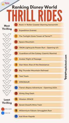 the top ten disney world thrill rides infos for each ride in disneyland's theme park