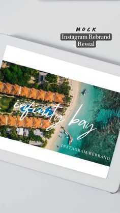 an aerial view of a beach with the words getaway bay on it's screen