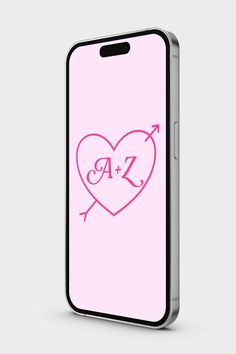 an iphone case with a heart and arrow drawn on the back, in pink ink