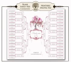 the family tree is shown in pink and white