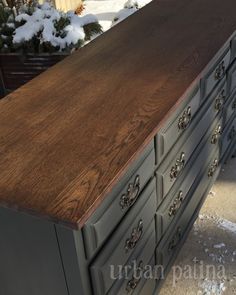 an old dresser is being used as a table for sale on the app store's facebook page