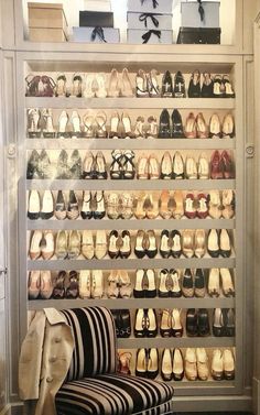 a shoe rack filled with lots of shoes