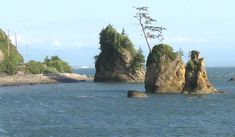 some very big rocks in the water