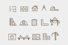 different types of buildings and construction icons