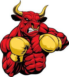 a bull with boxing gloves on his chest and fists in the shape of a fist