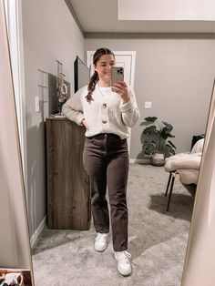 #teacherootd I’ve been having so much fun styling these brown jeans! They’re from @abercrombie1892 and the seeater is from @target! Botg are linked in my LTK Follow my shop @teacherwearstrends on the @shop.LTK app to shop this post and get my exclusive app-only content! Teacher outfit, teacher style, casual outfit, gifts for her, holiday outfit, aesthetic outfit, neutral outfit, neutrals, trendy outfit, new balance, minimalistic outfit, winter outfit, winter style, winter outfit inspo, sweata weatha, trendy fashion, jeans outfit, casual outfit idea, holiday winter style #liketkit #LTKGiftGuide #LTKHoliday #LTKSeasonal @shop.ltk https://liketk.it/4pNfB Substitute Teacher Outfits Casual, Teacher Ootd Winter, Teacher Jeans Day Outfit Winter, Teacher Winter Outfits High School, Student Teaching Outfits Winter, Winter Teacher Outfits 2024, Casual Teacher Outfits Winter