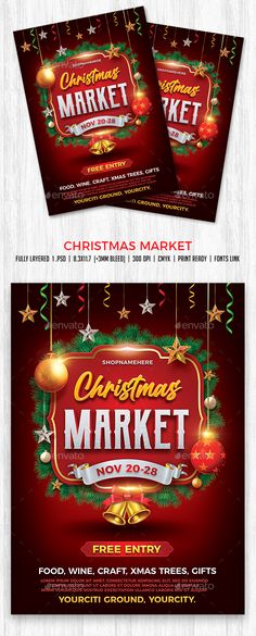 christmas market flyer template - clubs and parties print templates, flyers & advertises