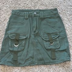 -Never Worn -Belt Loops -Pockets Cargo Skirt, Womens Skirt, Skirt, Green, Women Shopping, Color