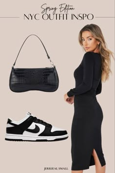 Nike Dunks And Dress Outfit, How To Dress Nike Dunks, Nike Panda Dunks Outfit Work, Nike Dunk Low Outfit Dress, Nike Dunks Dress Outfit, Nike Dunk Dress Outfit, Nike Dunk With Dress, Dunks Outfit Dress, Panda Dunks With Dress