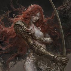 ArtStation - Weathered , Yi. A Woman, Angel, Ring, Red