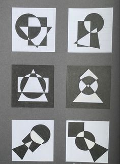 nine black and white geometric designs on a gray background, each with an individual's own image